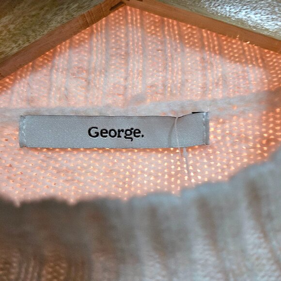 George Ribbed Neck Knit LOVE Sweater Cream Black Pullover Jumper NWT Cozy Modern - Picture 3 of 7